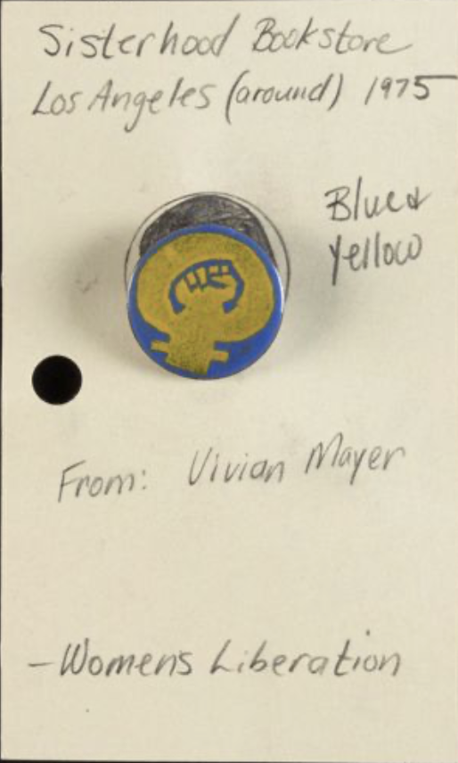 Women's Liberation button, blue and yellow