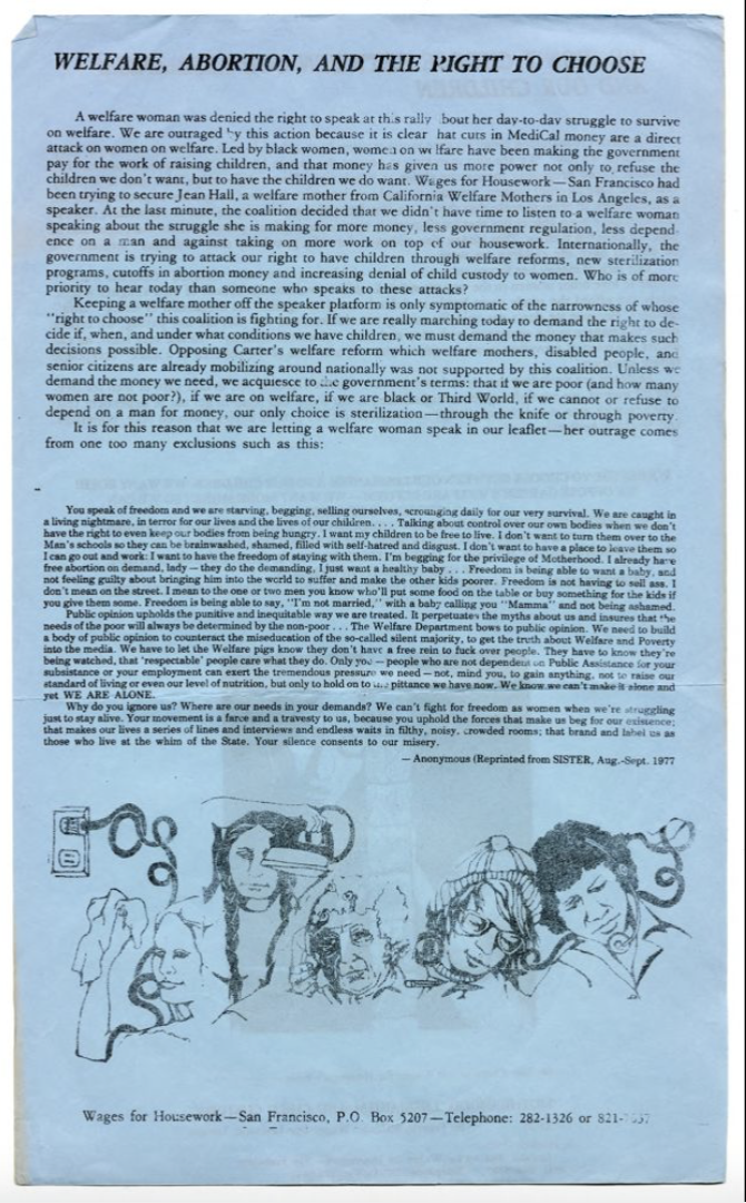 Welfare, Abortion, and the Right to Work flier