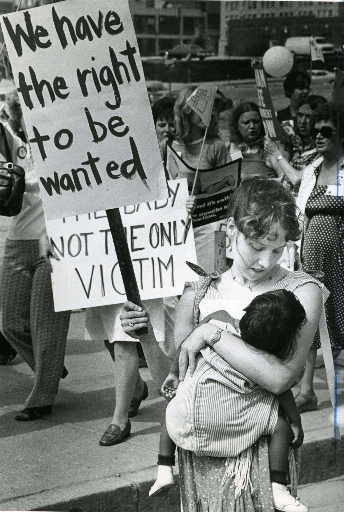 Abortion rights supporters in downtown St. Louis