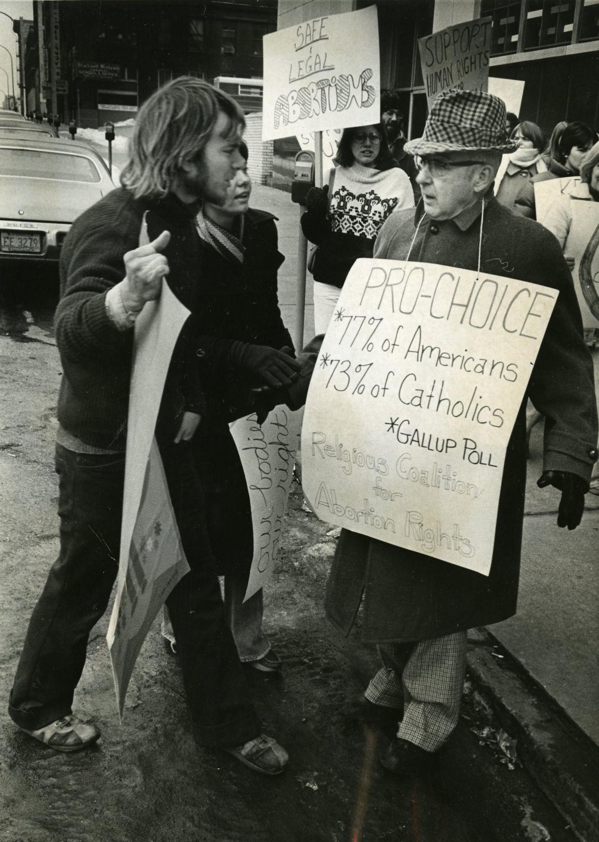 Abortion rights supporters in downtown St. Louis