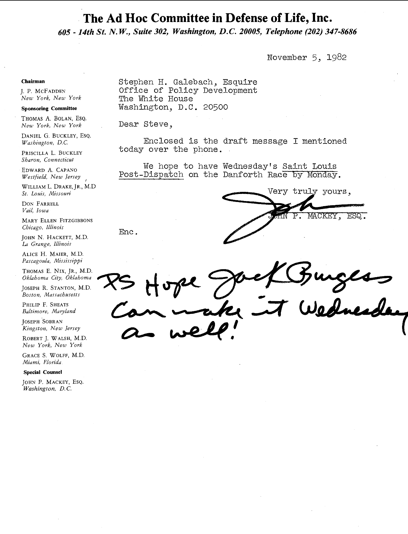 Draft Speech by John Mackey for Stephen Galebach