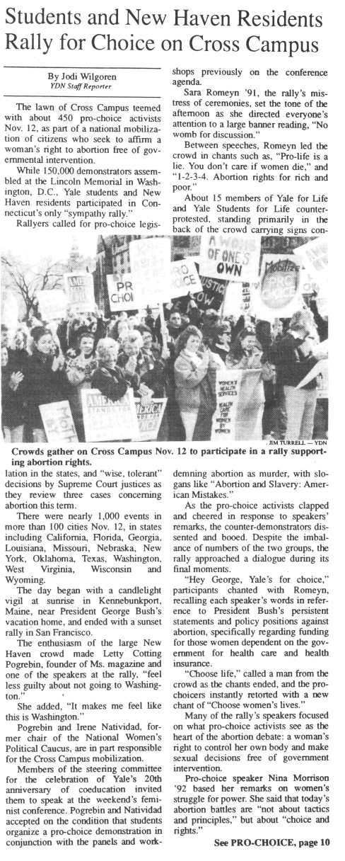 Students and New Haven Residents Rally for Choice on Cross Campus